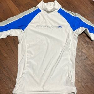 White and Blue Body Guard Surfing UV Rash Guard Shirt
